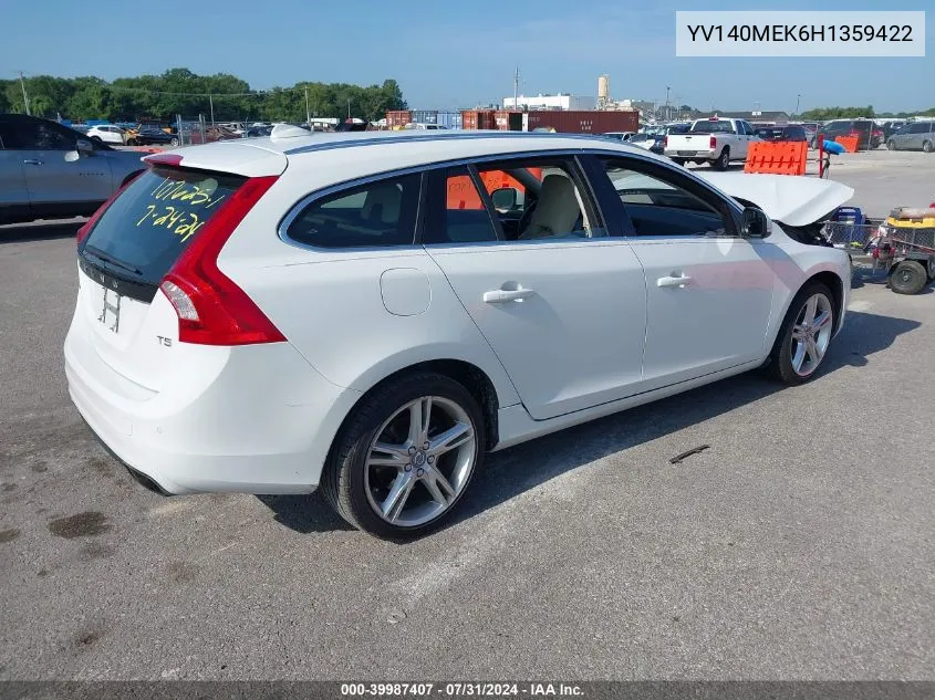 2017 Volvo V60 T5 Premier VIN: YV140MEK6H1359422 Lot: 39987407