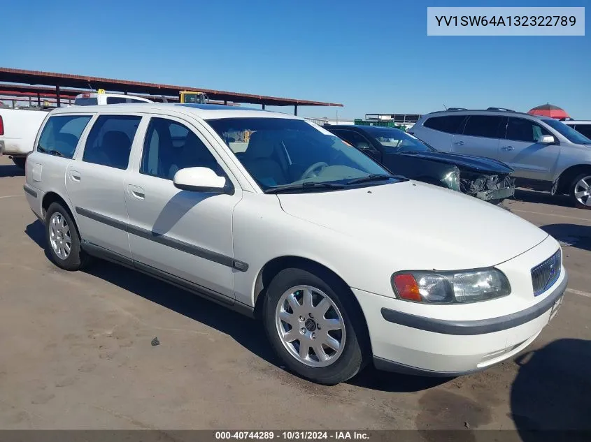 2003 Volvo V70 2.4 VIN: YV1SW64A132322789 Lot: 40744289