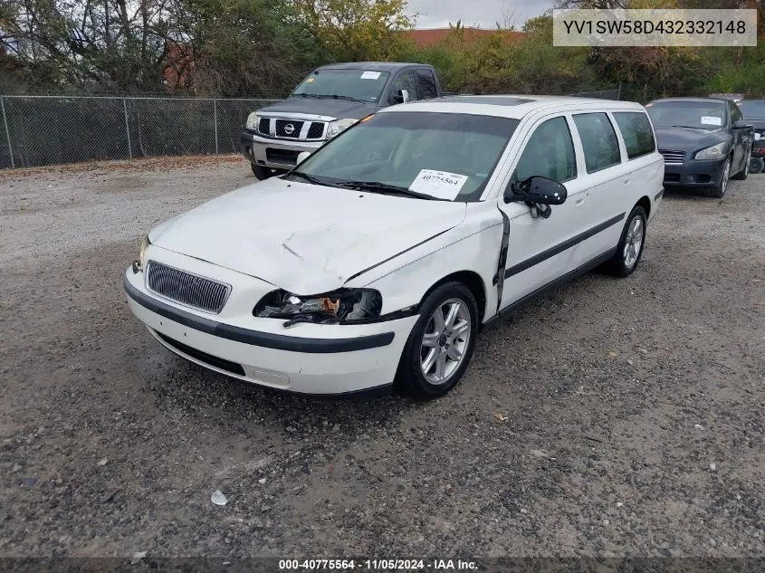 2003 Volvo V70 2.4T VIN: YV1SW58D432332148 Lot: 40775564