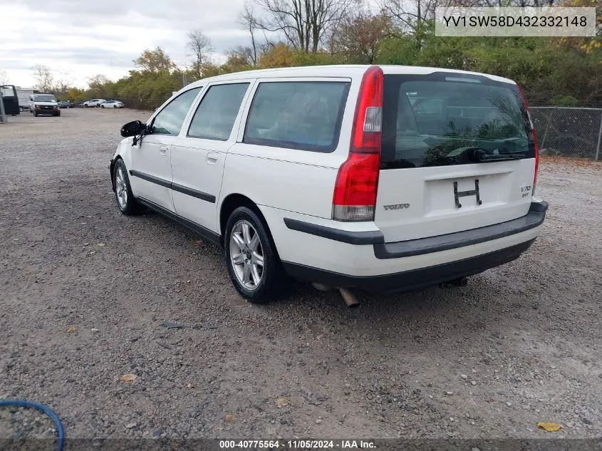 2003 Volvo V70 2.4T VIN: YV1SW58D432332148 Lot: 40775564