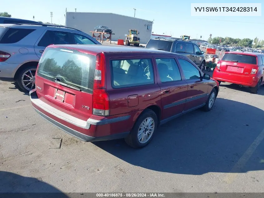 2004 Volvo V70 2.4 VIN: YV1SW61T342428314 Lot: 40186875