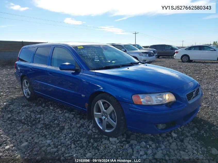 2006 Volvo V70 R Wagon Awd VIN: YV1SJ527662580343 Lot: 12103596