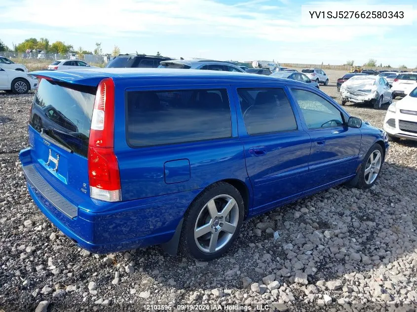 2006 Volvo V70 R Wagon Awd VIN: YV1SJ527662580343 Lot: 12103596