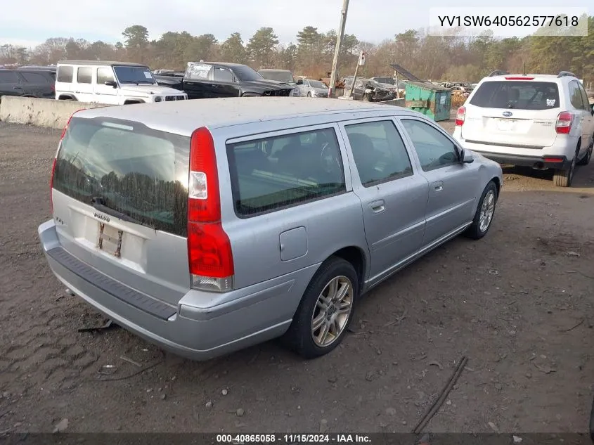 2006 Volvo V70 2.4 VIN: YV1SW640562577618 Lot: 40865058