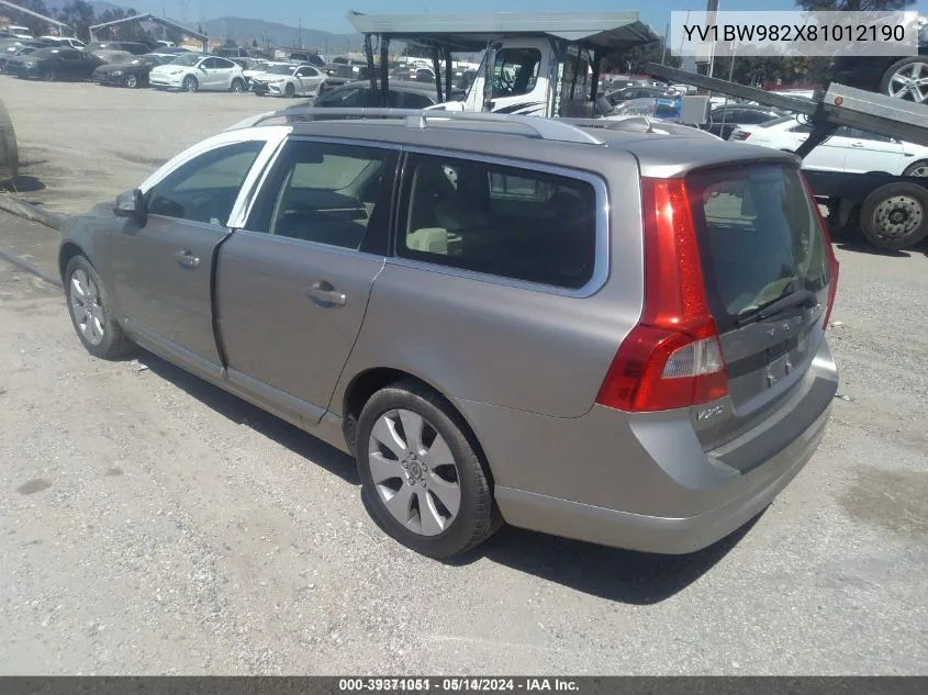 2008 Volvo V70 3.2 VIN: YV1BW982X81012190 Lot: 39371051