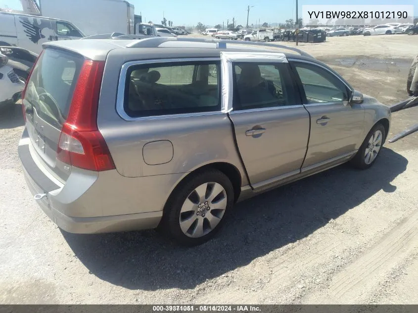 2008 Volvo V70 3.2 VIN: YV1BW982X81012190 Lot: 39371051