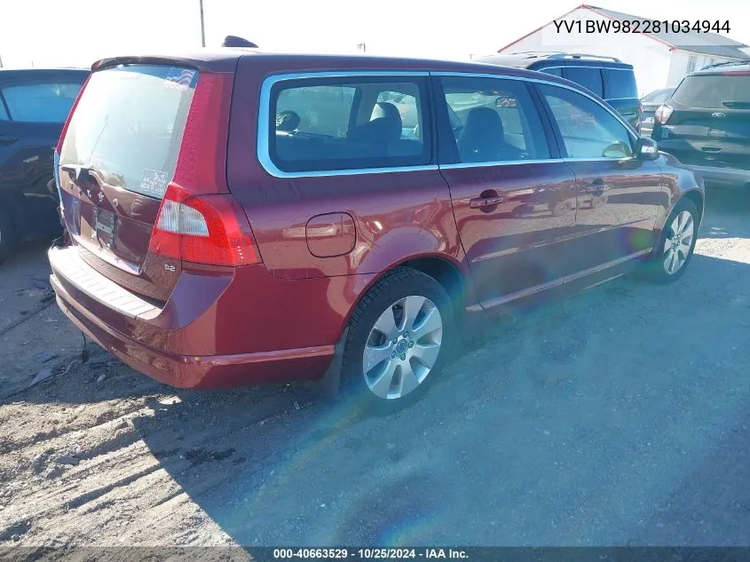 2008 Volvo V70 3.2 VIN: YV1BW982281034944 Lot: 40663529