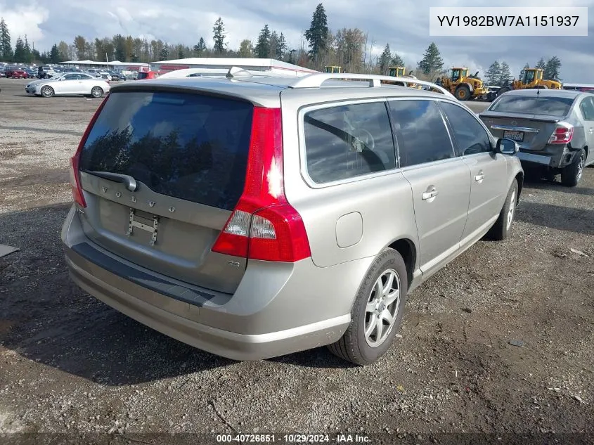 2010 Volvo V70 3.2/3.2 (Retail Only)/3.2 R-Design VIN: YV1982BW7A1151937 Lot: 40726851