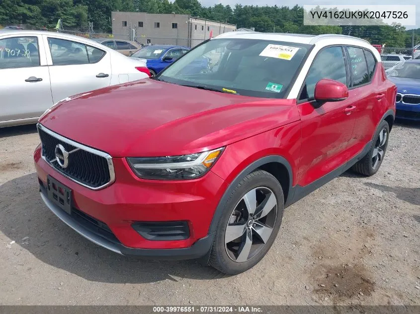 2019 Volvo Xc40 T5 Momentum VIN: YV4162UK9K2047526 Lot: 39976551