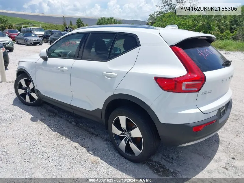 2019 Volvo Xc40 T5 Momentum VIN: YV4162UK9K2155306 Lot: 40091625