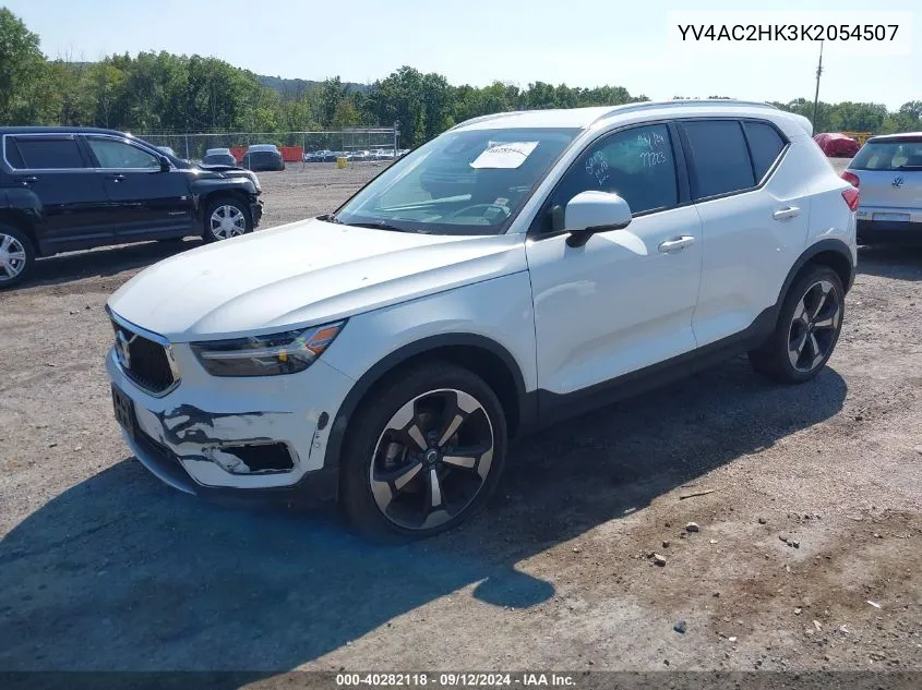 2019 Volvo Xc40 T4 Momentum VIN: YV4AC2HK3K2054507 Lot: 40282118