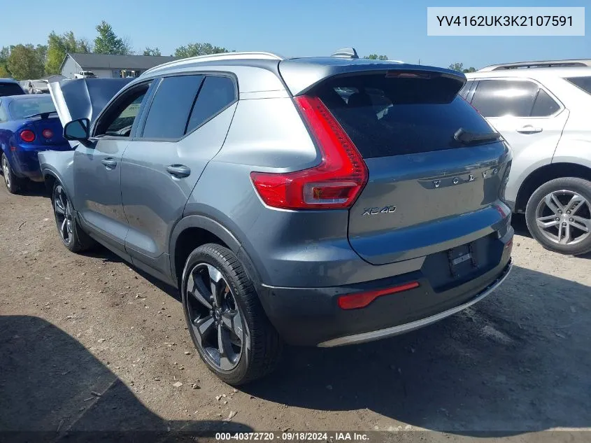 2019 Volvo Xc40 T5 Momentum VIN: YV4162UK3K2107591 Lot: 40372720