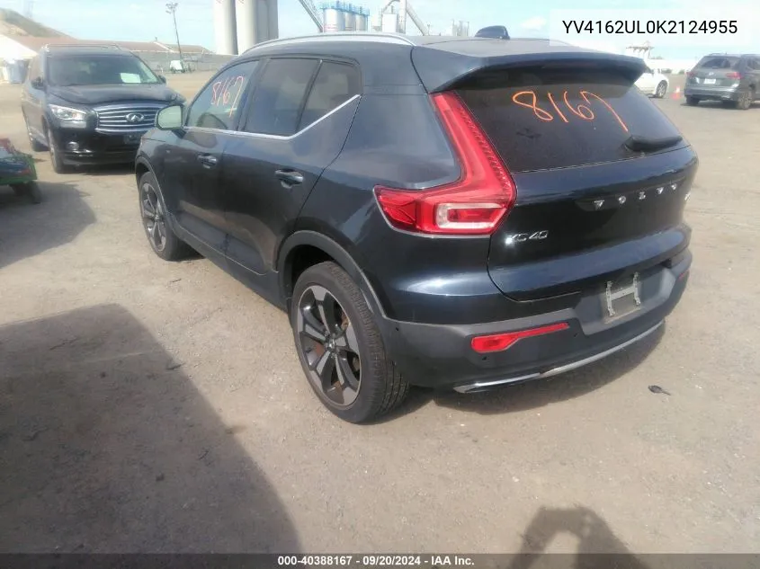 2019 Volvo Xc40 T5 Inscription VIN: YV4162UL0K2124955 Lot: 40388167