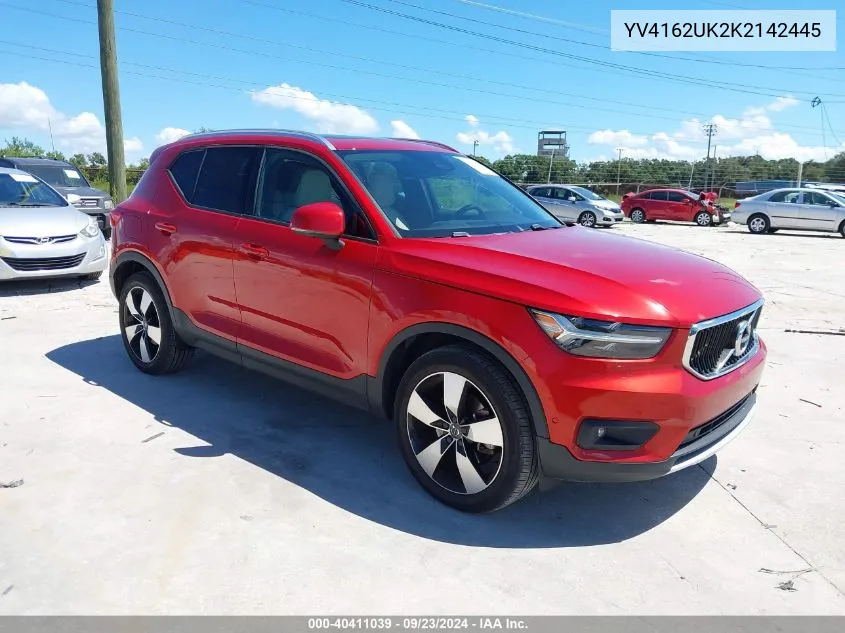 2019 Volvo Xc40 T5 Momentum VIN: YV4162UK2K2142445 Lot: 40411039