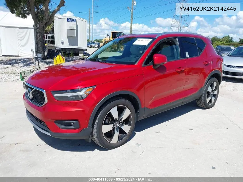 2019 Volvo Xc40 T5 Momentum VIN: YV4162UK2K2142445 Lot: 40411039