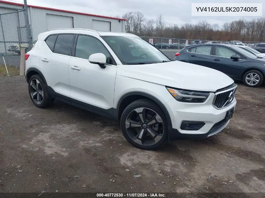 2019 Volvo Xc40 T5 Inscription VIN: YV4162UL5K2074005 Lot: 40772530