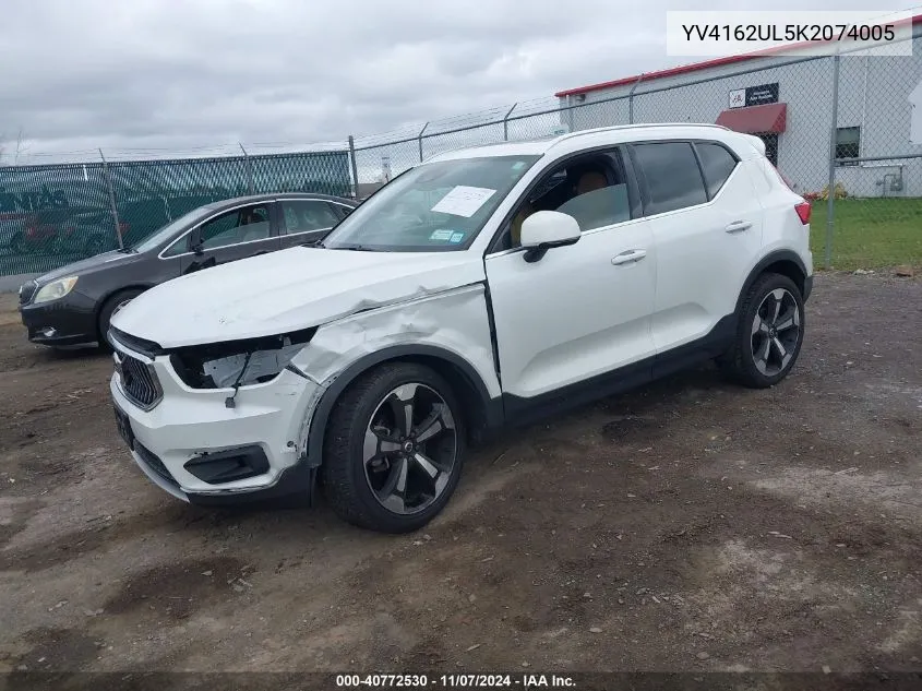 2019 Volvo Xc40 T5 Inscription VIN: YV4162UL5K2074005 Lot: 40772530