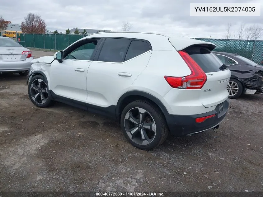 2019 Volvo Xc40 T5 Inscription VIN: YV4162UL5K2074005 Lot: 40772530