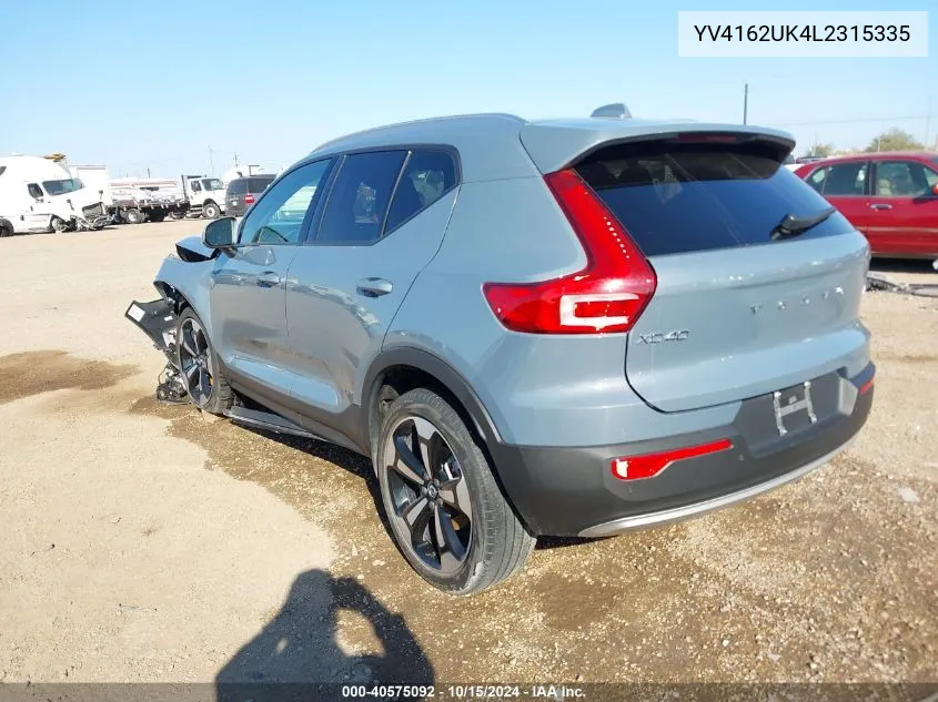 2020 Volvo Xc40 T5 Momentum VIN: YV4162UK4L2315335 Lot: 40575092