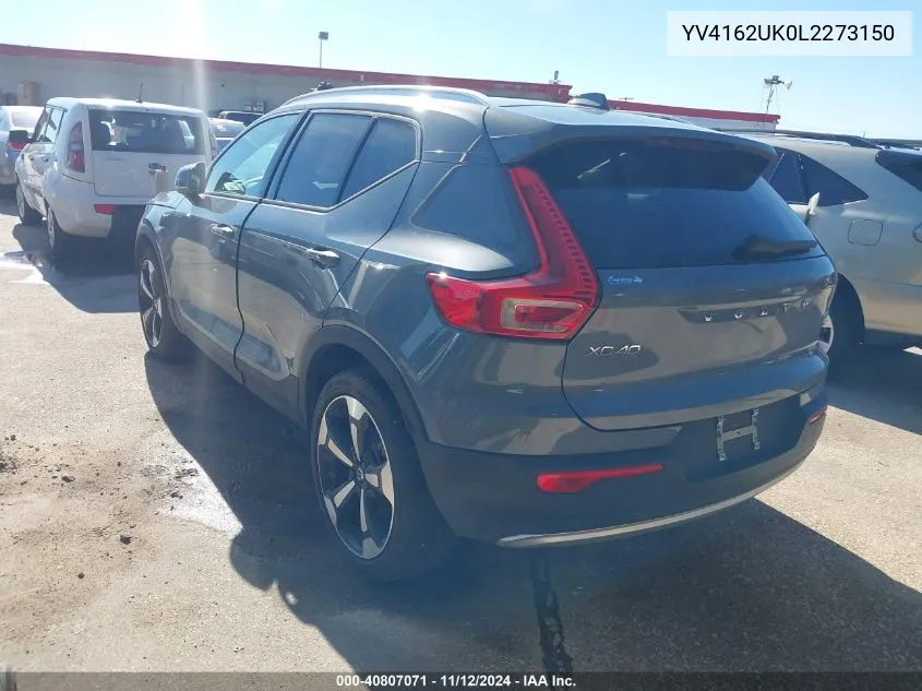 2020 Volvo Xc40 T5 Momentum VIN: YV4162UK0L2273150 Lot: 40807071