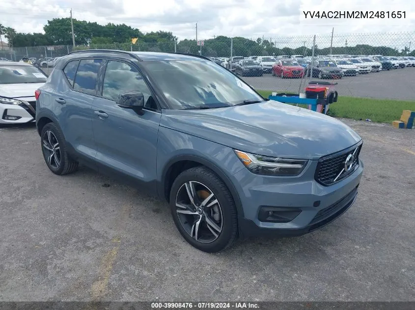 2021 Volvo Xc40 T4 R-Design VIN: YV4AC2HM2M2481651 Lot: 39908476