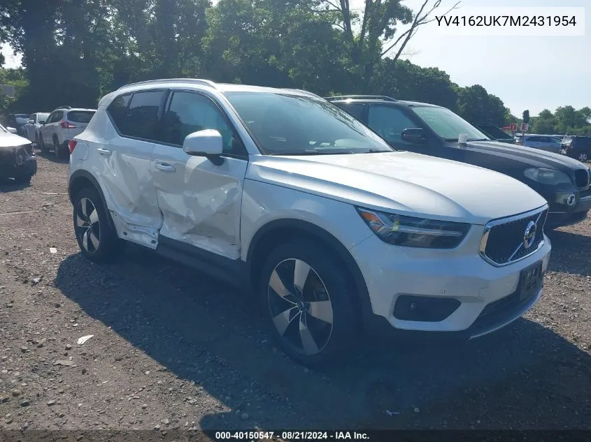 2021 Volvo Xc40 T5 Momentum VIN: YV4162UK7M2431954 Lot: 40150547