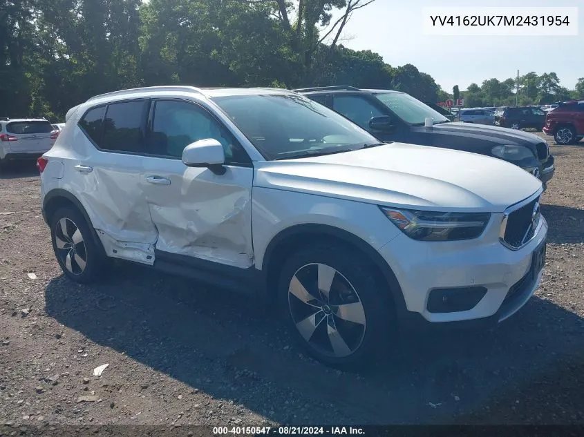 2021 Volvo Xc40 T5 Momentum VIN: YV4162UK7M2431954 Lot: 40150547