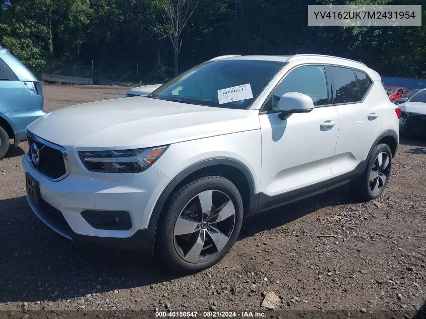 2021 Volvo Xc40 T5 Momentum VIN: YV4162UK7M2431954 Lot: 40150547