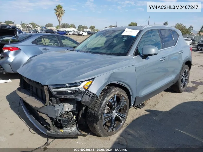 2021 Volvo Xc40 T4 Inscription VIN: YV4AC2HL0M2407247 Lot: 40280644