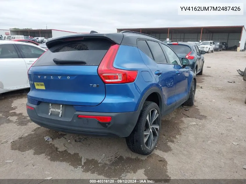 2021 Volvo Xc40 T5 R-Design VIN: YV4162UM7M2487426 Lot: 40316120