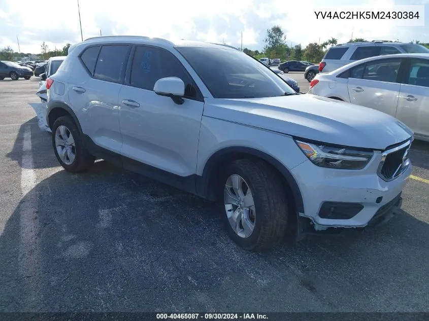 2021 Volvo Xc40 T4 Momentum VIN: YV4AC2HK5M2430384 Lot: 40465087