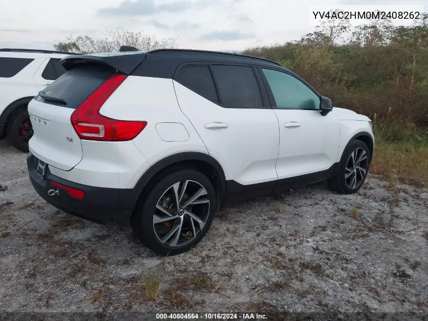 2021 Volvo Xc40 T4 R-Design VIN: YV4AC2HM0M2408262 Lot: 40504564