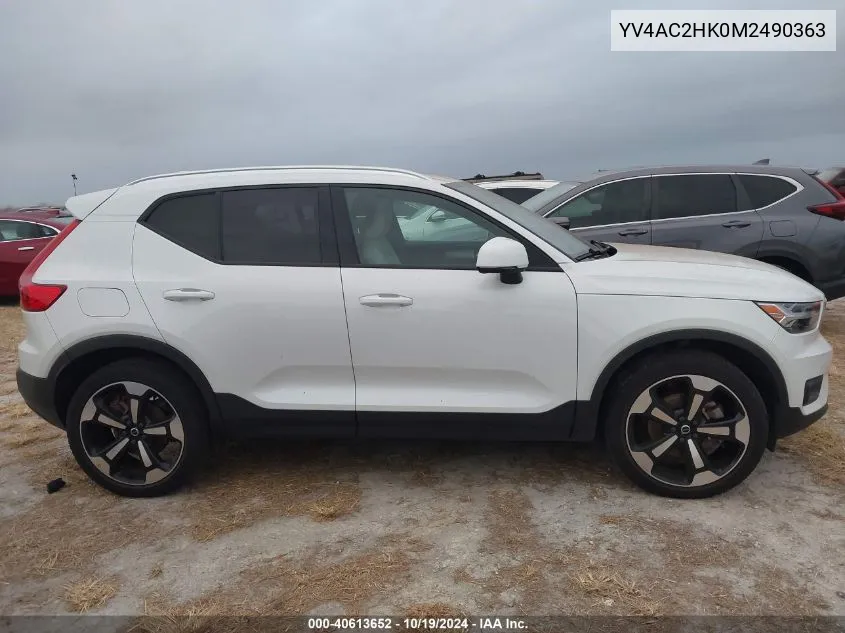 2021 Volvo Xc40 T4 Momentum VIN: YV4AC2HK0M2490363 Lot: 40613652