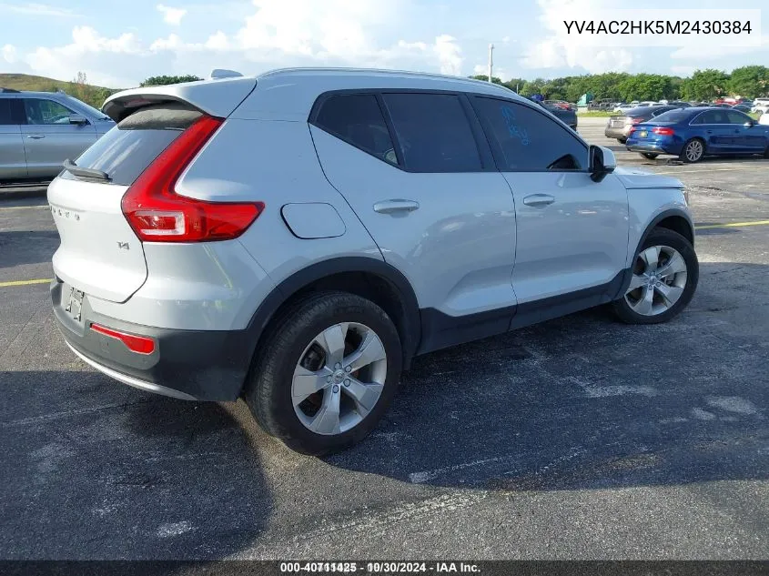 2021 Volvo Xc40 T4 Momentum VIN: YV4AC2HK5M2430384 Lot: 40711425