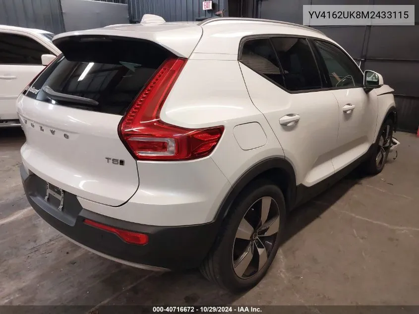 2021 Volvo Xc40 T5 Momentum VIN: YV4162UK8M2433115 Lot: 40716672