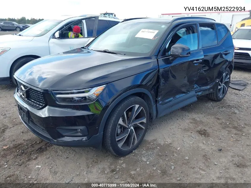 2021 Volvo Xc40 T5 R-Design VIN: YV4162UM5M2522934 Lot: 40775999