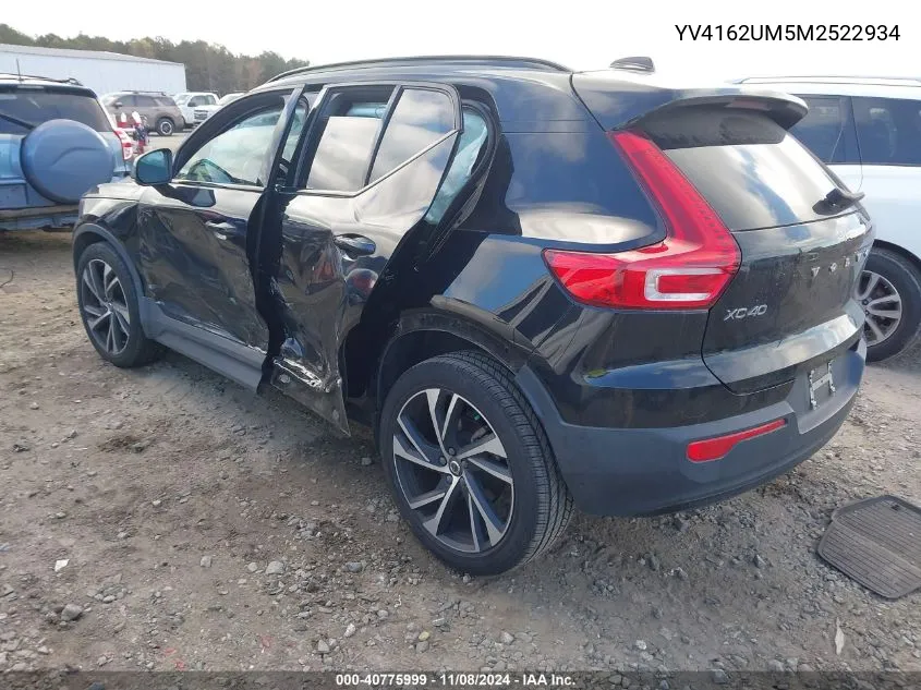 2021 Volvo Xc40 T5 R-Design VIN: YV4162UM5M2522934 Lot: 40775999