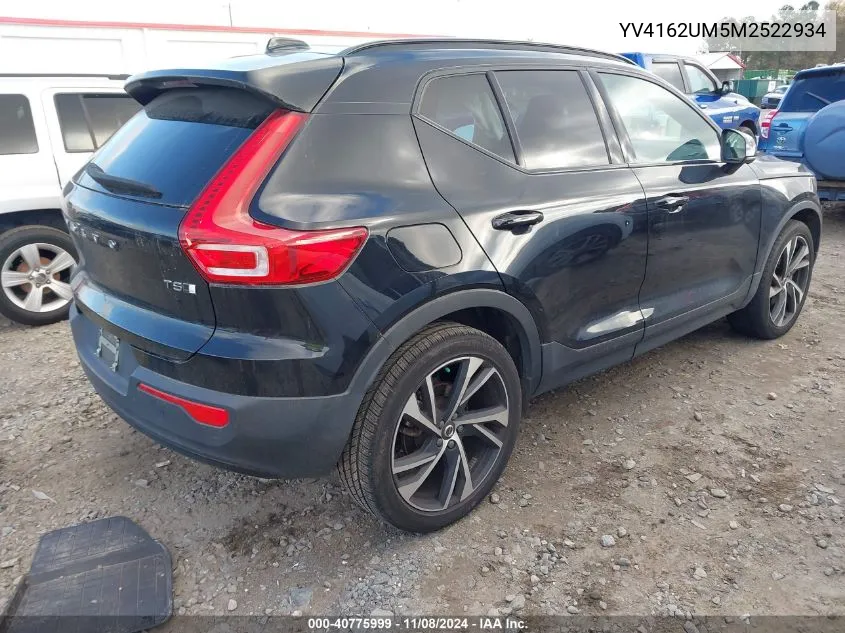 2021 Volvo Xc40 T5 R-Design VIN: YV4162UM5M2522934 Lot: 40775999