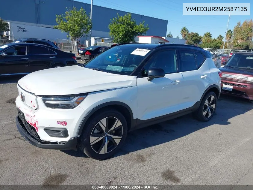 2021 Volvo Xc40 Recharge Pure Electric P8 VIN: YV4ED3UR2M2587135 Lot: 40809924