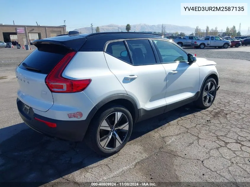 2021 Volvo Xc40 Recharge Pure Electric P8 VIN: YV4ED3UR2M2587135 Lot: 40809924