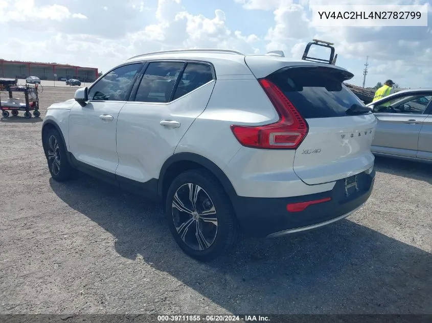 2022 Volvo Xc40 T4 Inscription VIN: YV4AC2HL4N2782799 Lot: 39711855