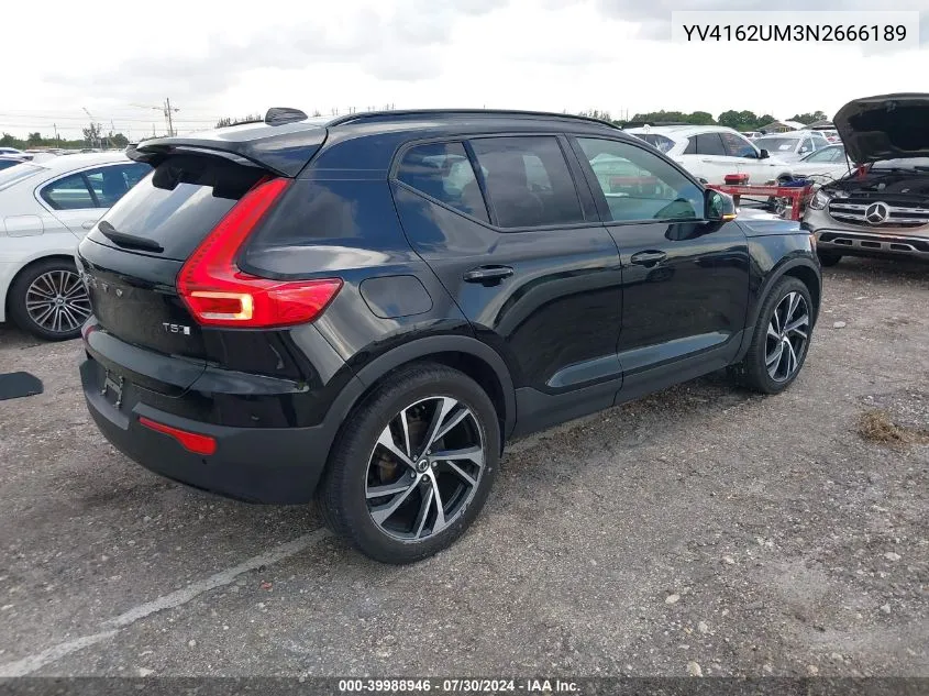 2022 Volvo Xc40 T5 R-Design VIN: YV4162UM3N2666189 Lot: 39988946