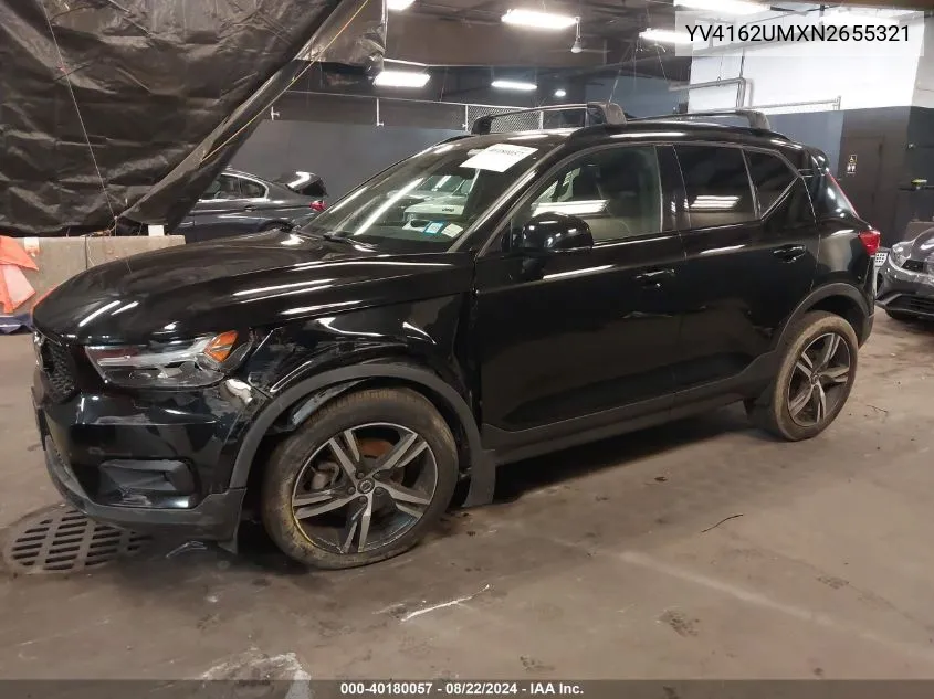 2022 Volvo Xc40 T5 R-Design VIN: YV4162UMXN2655321 Lot: 40180057