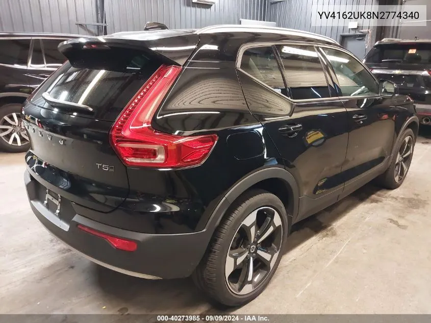 YV4162UK8N2774340 2022 Volvo Xc40 T5 Momentum