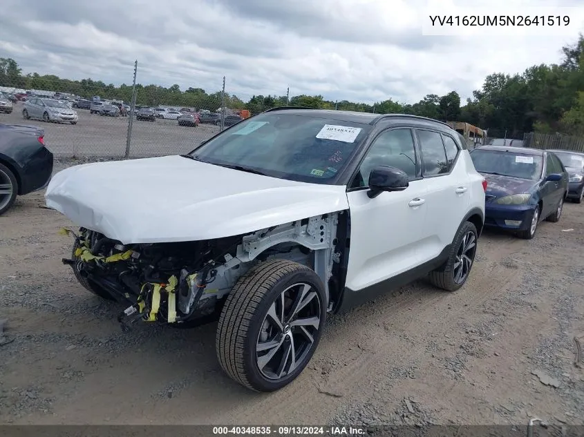 2022 Volvo Xc40 T5 R-Design VIN: YV4162UM5N2641519 Lot: 40348535