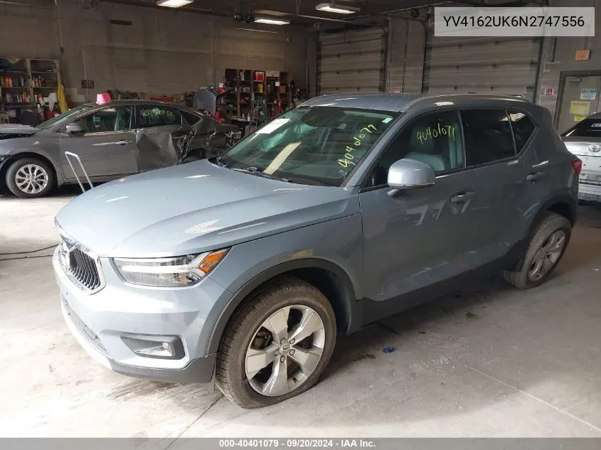 YV4162UK6N2747556 2022 Volvo Xc40 T5 Momentum