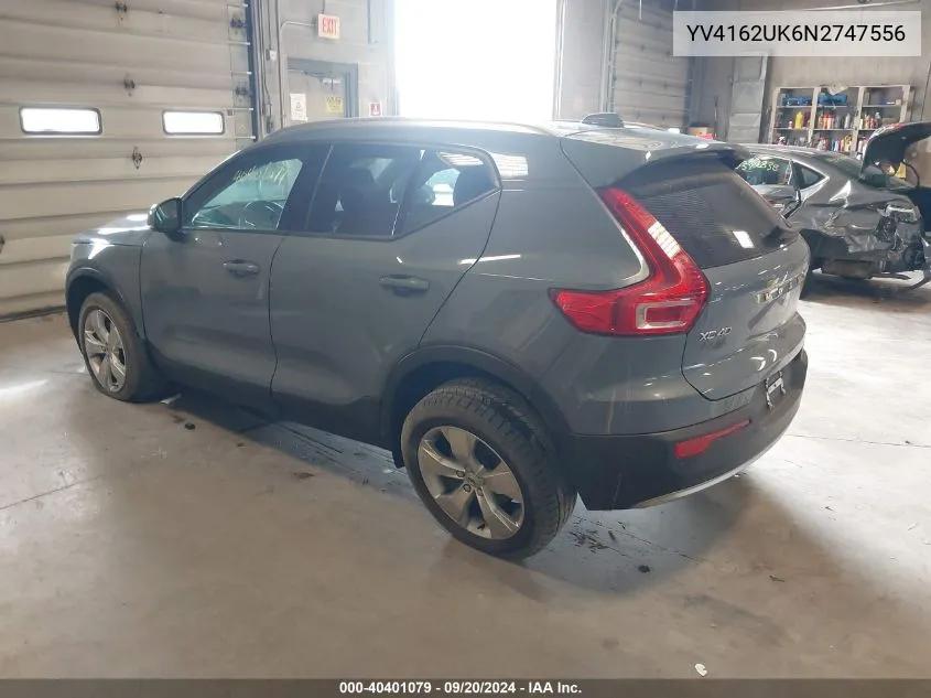 YV4162UK6N2747556 2022 Volvo Xc40 T5 Momentum