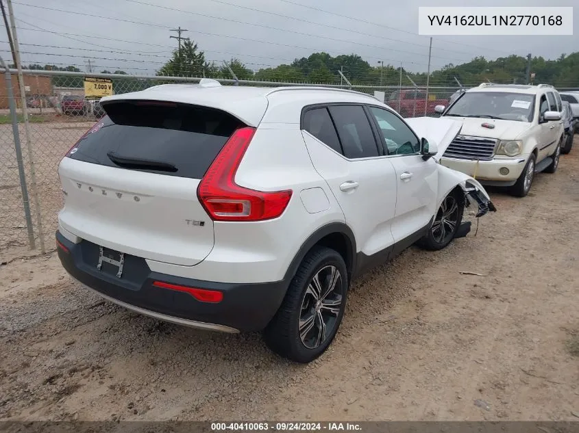 2022 Volvo Xc40 T5 Inscription VIN: YV4162UL1N2770168 Lot: 40410063