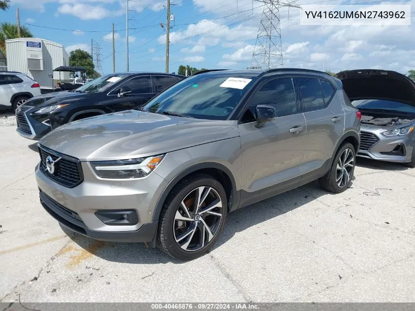 2022 Volvo Xc40 T5 R-Design VIN: YV4162UM6N2743962 Lot: 40465876