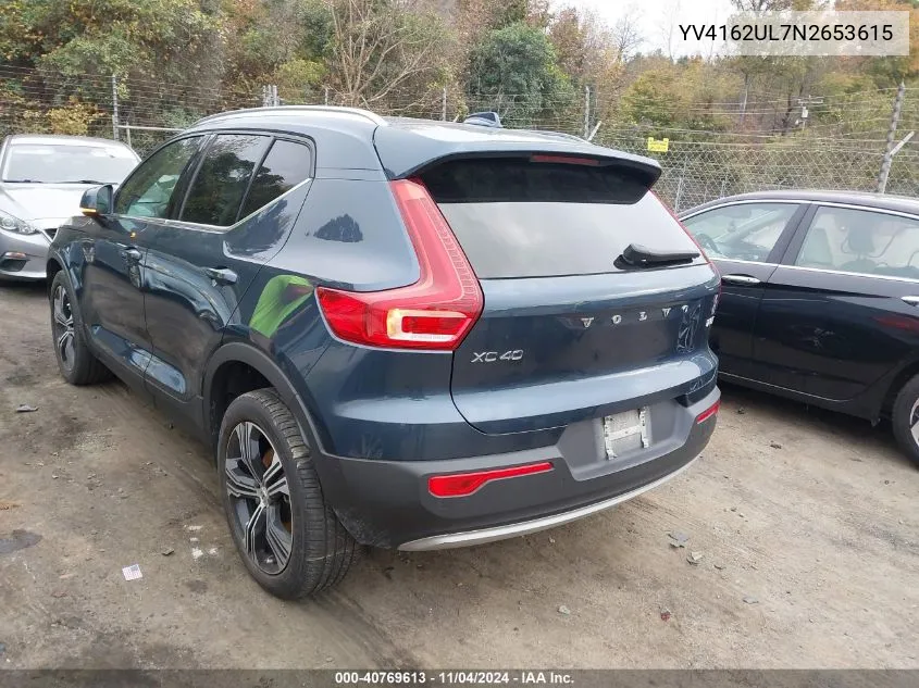 2022 Volvo Xc40 T5 Inscription VIN: YV4162UL7N2653615 Lot: 40769613